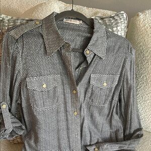 Tory Burch Black and White Geometric Blouse